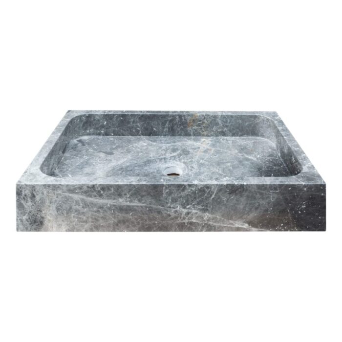 sirius grey marble rectangular sink front view 2