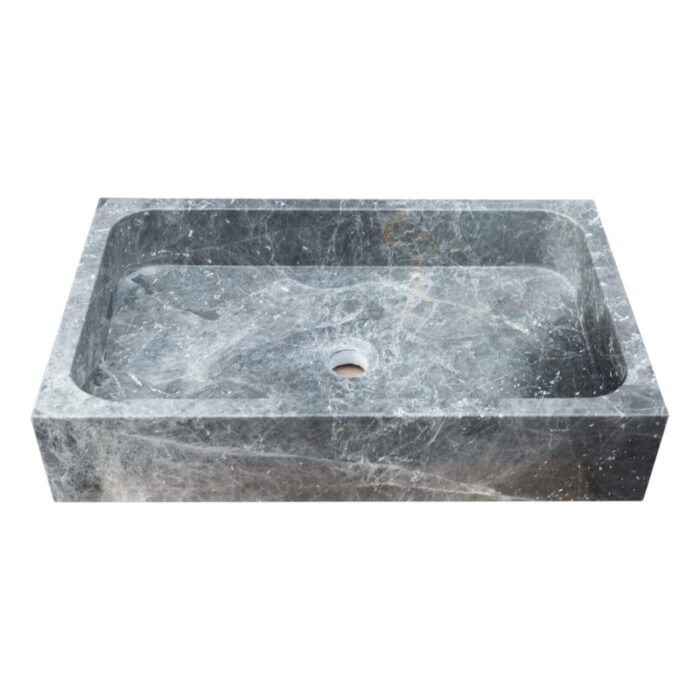 sirius grey marble rectangular sink front view