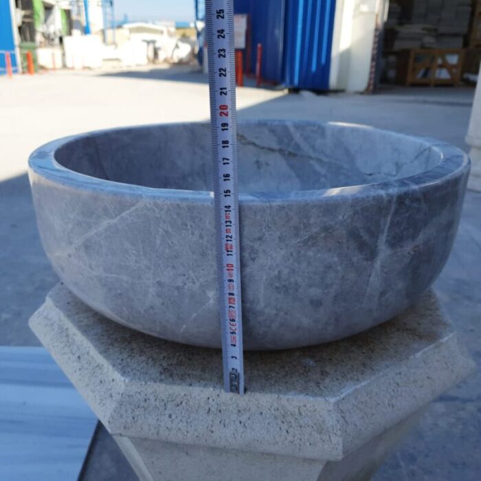 sirius silver marble vessel sink TMS20 side measure view