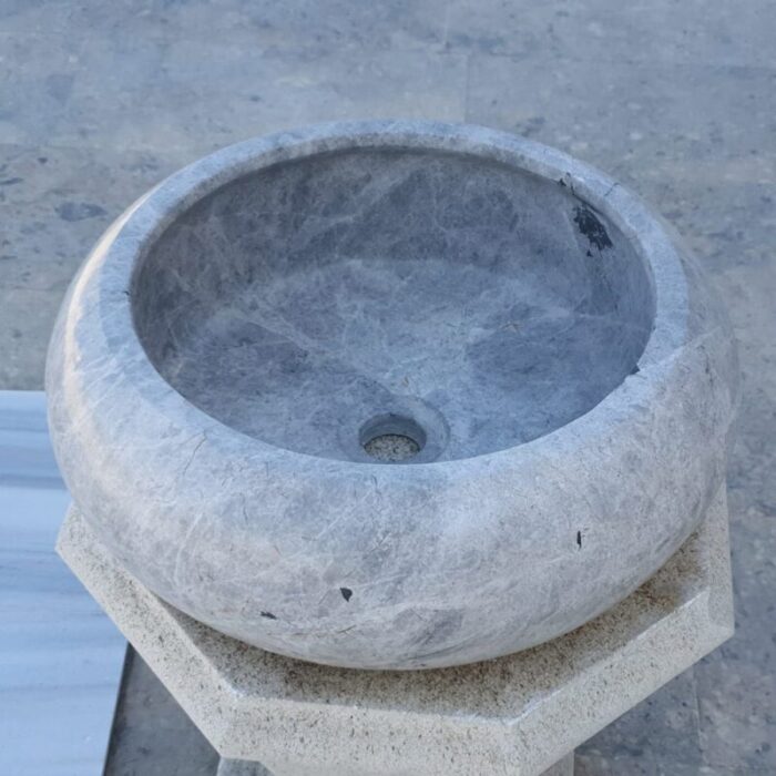 sirius silver marble vessel sink TMS21 angle view2