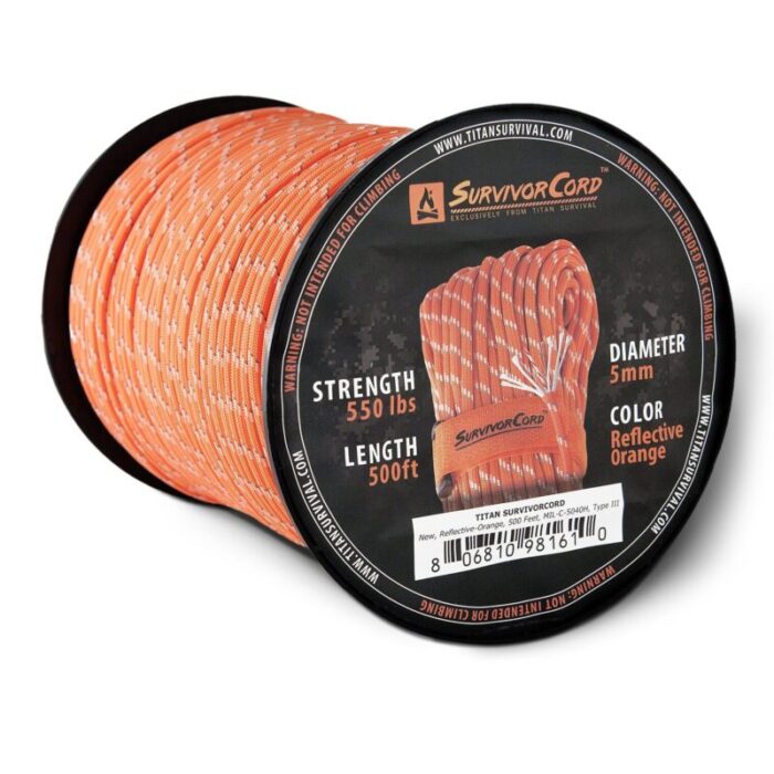 survivorcord spool reflective orange spool titan survival 711626