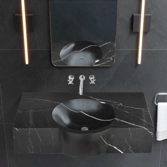 toros black bathroom vanity sink W17xL36xH polished roomscene 2