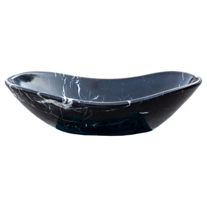 toros black marble gondola design above vanity bathroom sink W14 L24 H7 polished front view