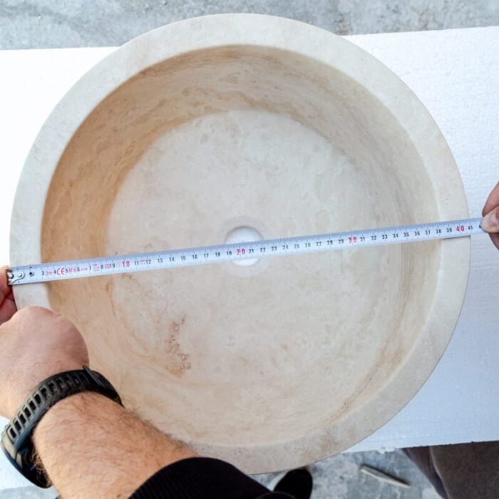 troia light travertine conical sink NTRSTC10 D16 H6 diameter measure view