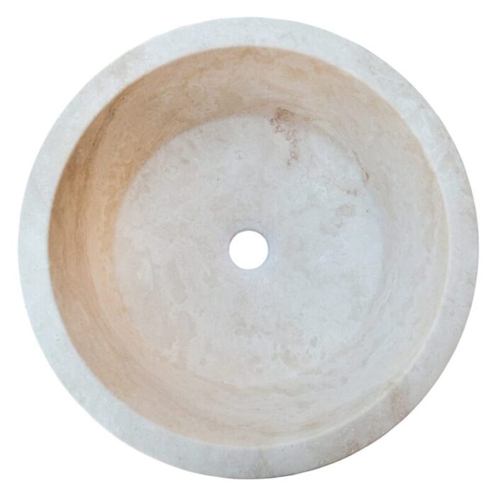 troia light travertine conical sink NTRSTC10 D16 H6 top view