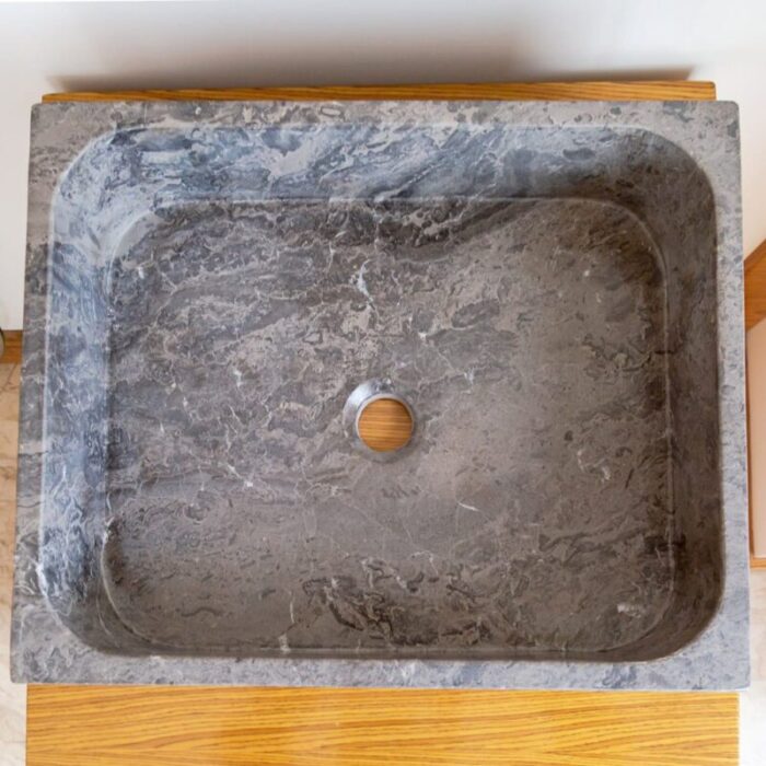 tundra gray marble farmhouse sink NTRVS14 W16 L19 2