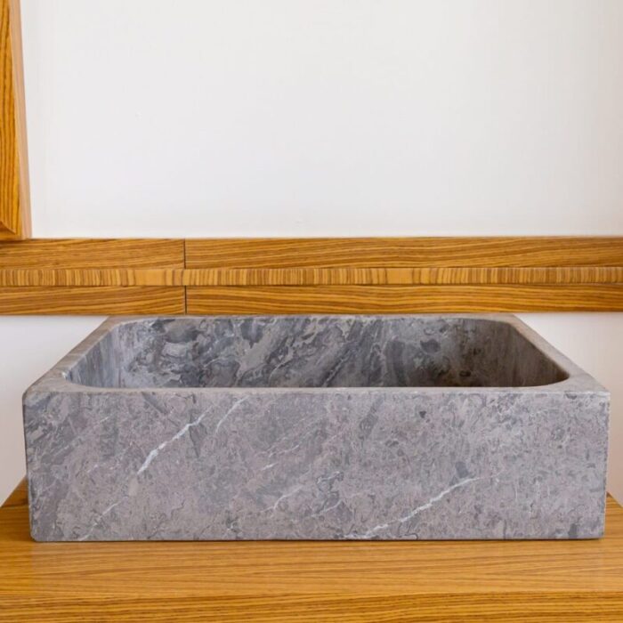 tundra gray marble farmhouse sink NTRVS14 W16 L19 4