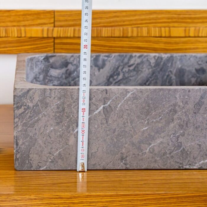 tundra gray marble farmhouse sink NTRVS14 W16 L19 7