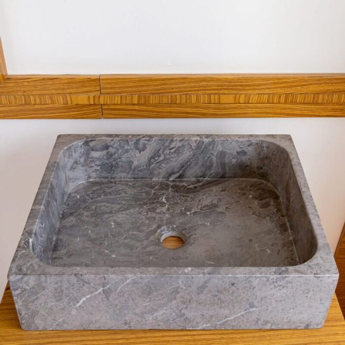 tundra gray marble farmhouse sink NTRVS14 W16 L19 8