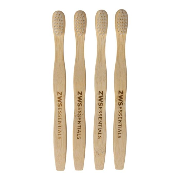 zero waste store 4 pack bamboo toothbrush adult zero waste toothbrush plastic free compostable castor bean bristles 30604120260719