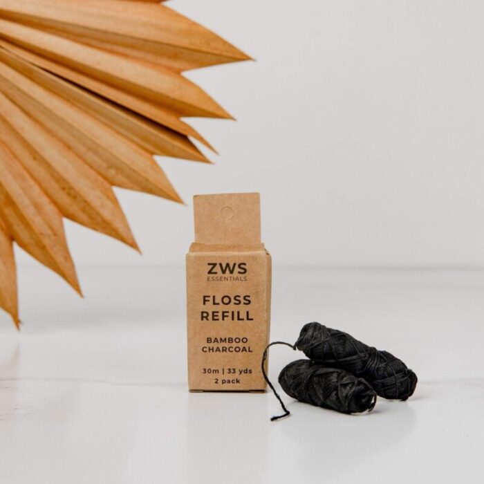 zero waste store bamboo charcoal floss refill 2 pack bamboo charcoal floss zero waste dental floss 30m vegan biodegradable refillable 30693522112623