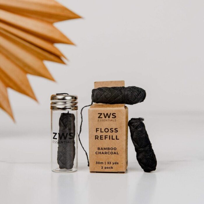 zero waste store bamboo charcoal floss zero waste dental floss 30m vegan biodegradable refillable 30693524209775