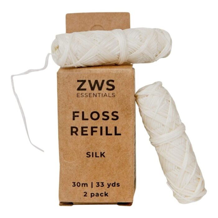 zero waste store silk floss refill 2 pack silk floss zero waste dental floss 30m organic biodegradable refillable 30523127169135