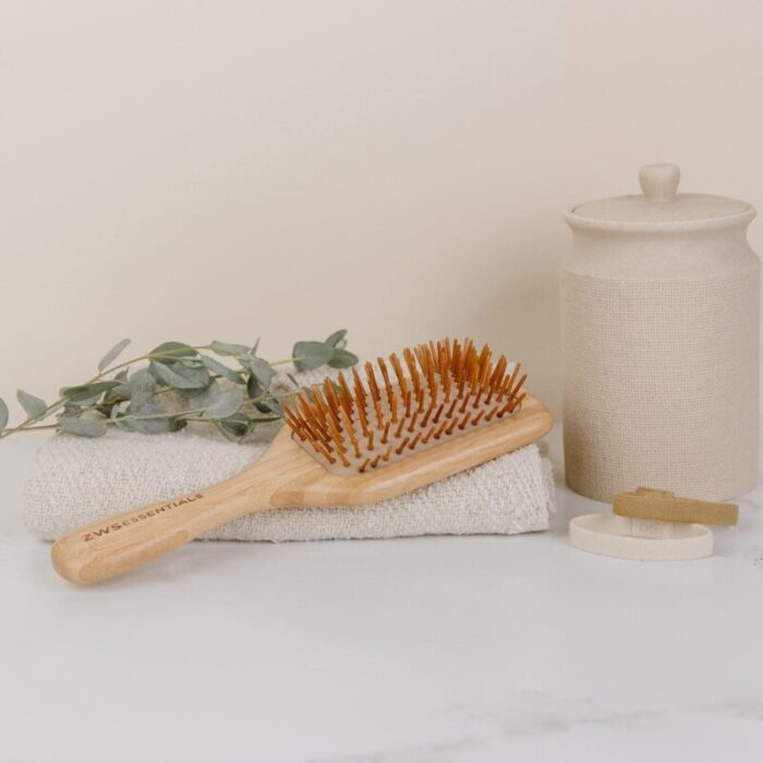 zws essentials bamboo hairbrush zero waste hair brush plastic free 100 bamboo compostable 31273367404655