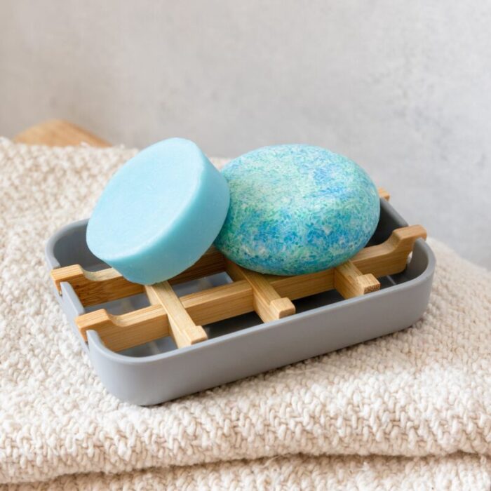 zws essentials grey bamboo soap dish plastic free soap dish bamboo corn starch compostable 33042787074159