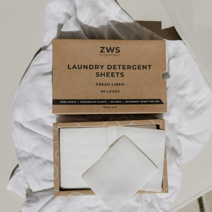 zws essentials laundry detergent sheets zero waste laundry detergent eco friendly plant based allergen free 60 loads 32221256220783